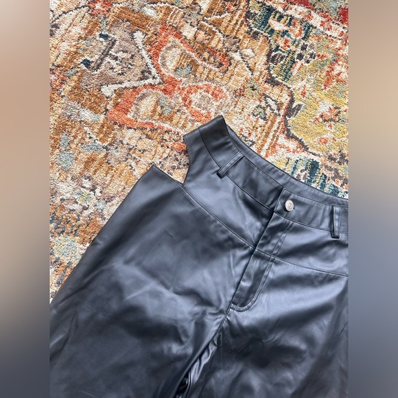 Princess Polly Desire Hip Cut Out Black Faux Leather Pants Size 4 Grunge Sexy - Picture 6 of 8